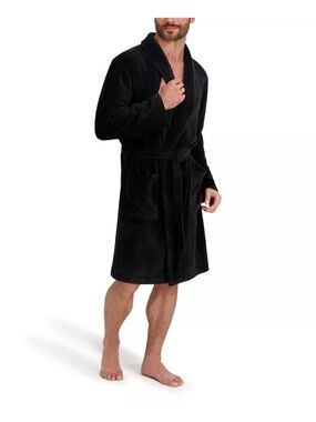 NEW Men’s Hanes ULTIMATE SLEEPWEAR ROBE BLACK Size L/XL
